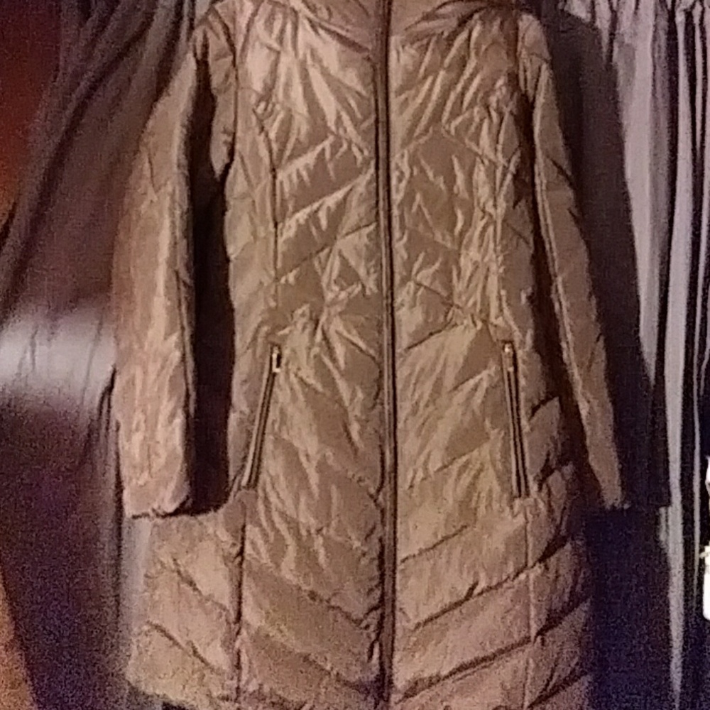Brown faux fur hooded coat